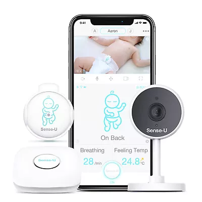 Sense-U Video+Breathing Baby Monitor 3: Breath Temp Rollover Video Anywhere • £287.99