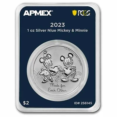 2023 Niue 1 Oz Silver $2 Mickey & Minnie (MD® Premier + PCGS FS) • $46.77
