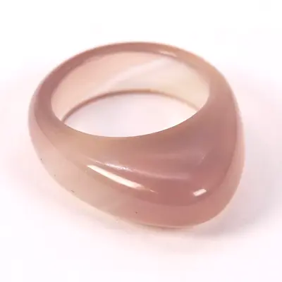 Polished Rose Quartz Ring SIZE L Pale Pink Stone Flat Dome Shape Yoga Spiritual • £14.99