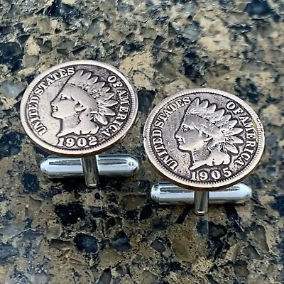 New Cufflinks Antique Vintage Indian Head 100 Year Penny Coin Currency Americana • $10.99