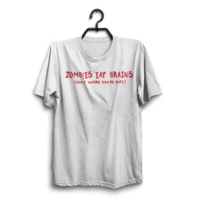 ZOMBIES EAT BRAINS Mens Birthday Funny White T-Shirt Novelty Tshirt Joke Gift  • £9.95