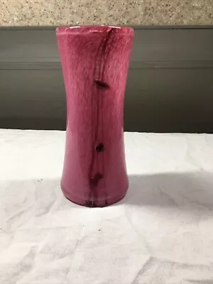 Vintage Pink Drip Vase Art Glass 6” • $25