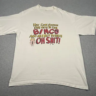 Vintage Bingo Shirt Adult Extra Large White Single Stitch Mens 90s Humor • $21