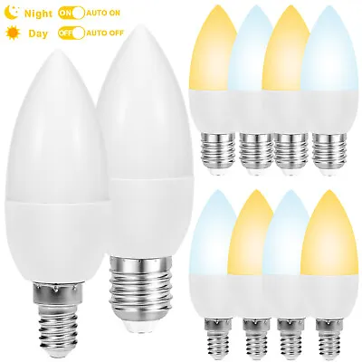 LED Sensor Bulb E14 E27 Dusk To Dawn Candle Candelabra Bulbs Auto On And Off UK • £33.23