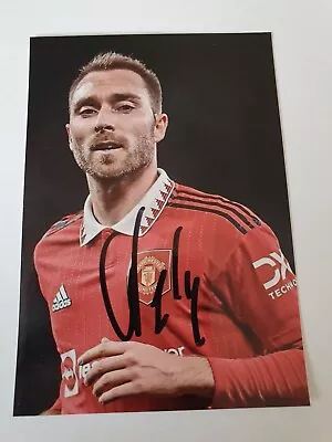 Christian Eriksen Manchester United Fc Hand Signed Photo 6” X 4”. • $1.23