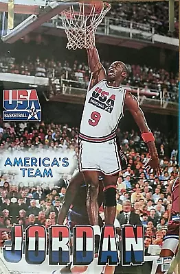 SEALED: 1992 MICHAEL JORDAN AMERICA'S DREAM TEAM USA BASKETBALL POSTER 24  X 36  • $29.99