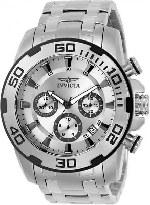 Invicta Pro Diver SCUBA Mens Silver Dial Chronograph Quartz Steel Bracelet Watch • $93.50