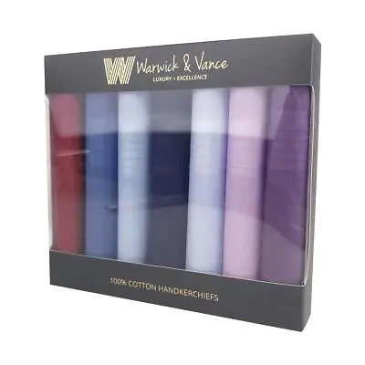 Warwick & Vance Assorted Men's 100% Cotton Coloured Handkerchiefs 7 Pack • £13.95