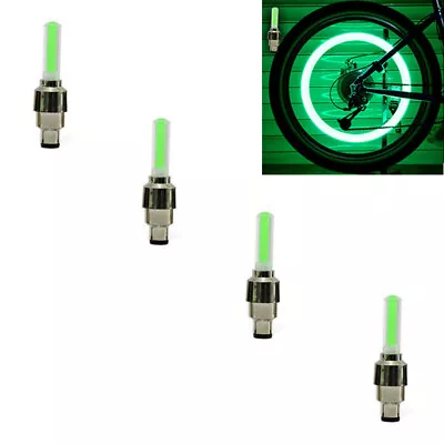 4x LED Light Tire Valve Pressure Cap Cover Flash Neon Lamp GREEN Lights Color • $7.03