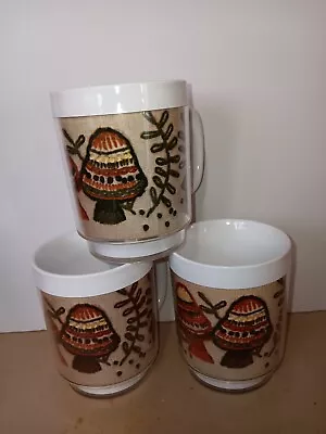 THREE VIntage Thermo - Serv Mushroom Coffee Mugs Mint Condition • $14.99