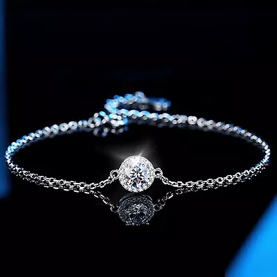 Round Cut Lab Created Diamond Women' Wedding Bolo Bracelet 14K White Gold Plated • $113.99