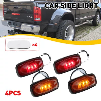 4 Smoked Front Rear LED Side Marker Light Amber Red For 2003-2018 Dodge RAM 3500 • $15.99