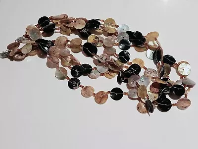 Multi Strand Mother Of Pearl Shell Beaded Necklace Multicoloured • £5.99