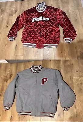 Mitchell & Ness Phillies Reversible Rare Cooperstown Jacket Wool Satin Size 2XL • $349.99
