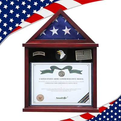 Flag Display Case Military Shadow Box Fits A Folded 3'x5' Small Mahogany  • $102.57