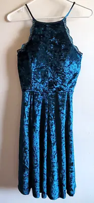 Velvet Dress My Michelle Juniors Sz 11 Flared Strappy Sleeve Built In Shelf Bra • $15
