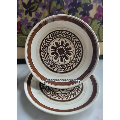 2- Royal Monterey Stoneware 6.25  Plates Salad Or Side Retro 70s Floral Design • $14