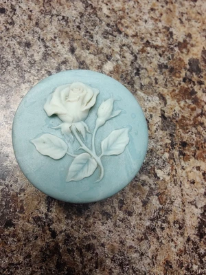 £16.61 • Buy Blue Stone Trinket Box With Cameo Rose On Lid
