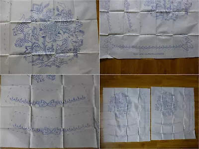 LOT 2 VTG 50s WOMAN FLORAL JACOBEAN TABLECLOTH IRON-ON EMBROIDERY TRANSFER SHEET • £5.95
