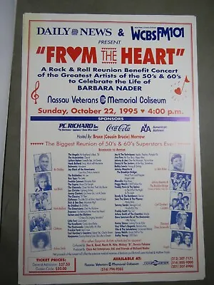 $17.50 • Buy DFGH  From The Heart WCBS Concert Benefit-POSTER Rock & Roll Reunion- 50s & 60s 