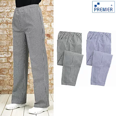 Premier Pull On Chef's Trouser PR552 - Unisex Checked Cooking Workwear Pants • £28.49