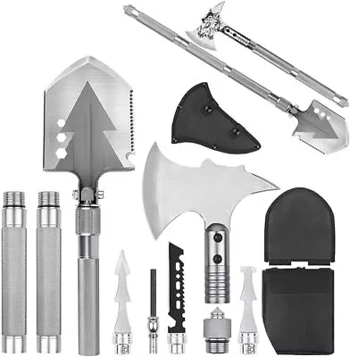 Folding Military Shovel Camping Axe Portable Survival Kits With Sheath • $65.99