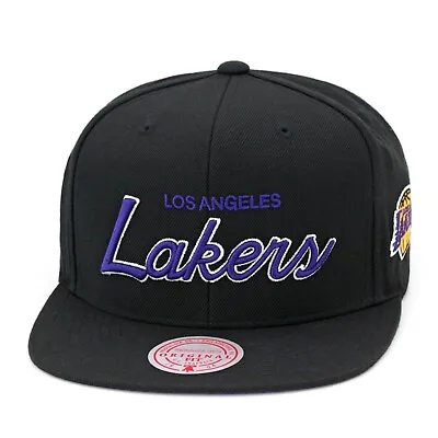 Mitchell & Ness Los Angeles Lakers Snapback Hat Cap Black/Purple/Script • $28.99