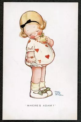 Mabel Lucie Attwell Children’s Artist Where’s Adam Girl With Apple & Heart Dress • £6