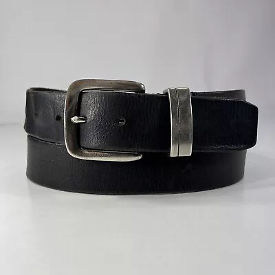 Wide Black Genuine Leather Dress Belt - Men's Size 38 • $16