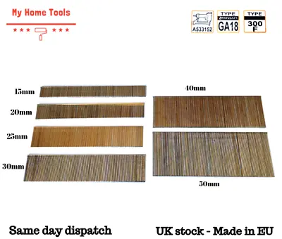 18 Gauge Galvanised Smooth Shank Nails Air Brad Nail Gun 15202530404550 • £3.49
