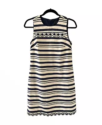 J. Crew Vertical Striped Dress Piping Hem Classy Style Size 0 • $15