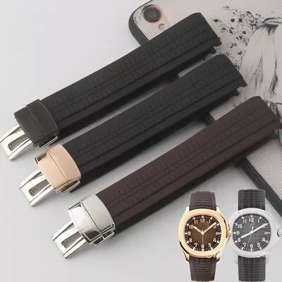 Silicone Black Brown Blue Watch Strap Rubber Band For Patek Philippe AQUANAUT  • $26.52