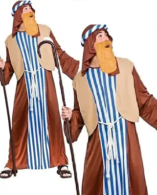 Adults Mens Joseph Outfit Christmas Shepherd Biblical Fancy Dress Costume • £21.99