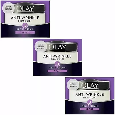 3 Olay Anti-Wrinkle Firm Lift Anti-Ageing Moisturiser Night Cream Hydrating 50ml • £23.16