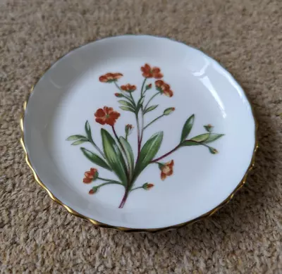 Minton 'Meadow' Bone China Trinket Dish With Fluted Gilt Rim • £3