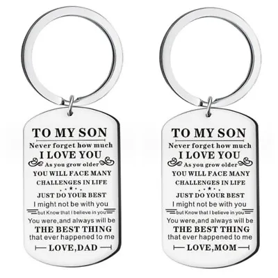 To My Son Love Best Key Chain Cute Stainless Steel Keyring Keyfob Xmas Gift • £3.49
