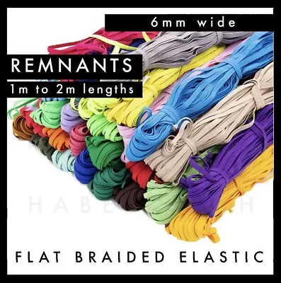 REMNANTS Colourful Flat Braided Elastic 6mm Per Metre Band Colour • $3.79