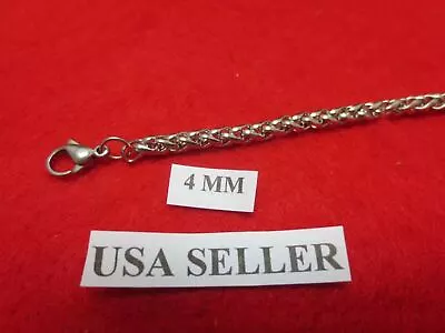 24  MensWomensBoysGirls4mm Stainless Steel Silver Braided Wheat  Necklace • $8.49