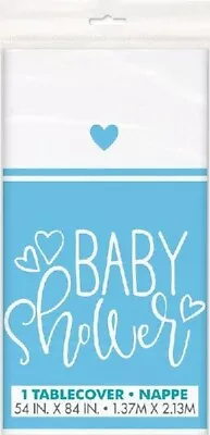 BABY SHOWER PARTY - BLUE HEARTS TABLECOVER - BOY'S  Tableware FAST DISPATCH • £2.59