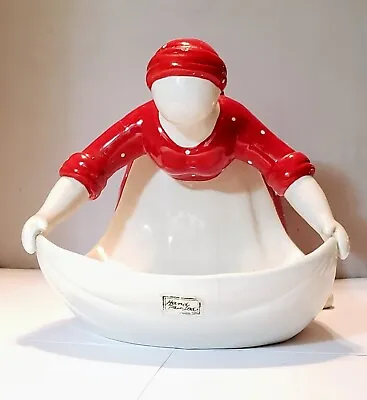 Dept 56 Life Is Just A Bowl Of Cherries Ceramic Bowl Lady With Open Apron 9x7  • £38.91