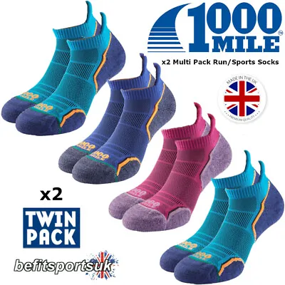 £12.95 • Buy 1000 MILE RUNNING SOCKS MENS WOMENS LADIES CUSHIONED SPORTS ANKLE BLISTER X 2