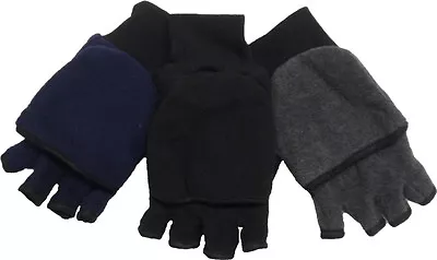 Mens Thermal Insulation Fleece Fingerless Mitten Winter Gloves Warm Glove-Mitt • $10.99