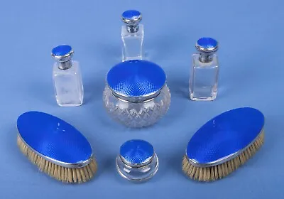 £199.99 • Buy Antique Dressing Table Vanity Set Brushes Jars Silver Asprey 1928 29 + 3 Bottles