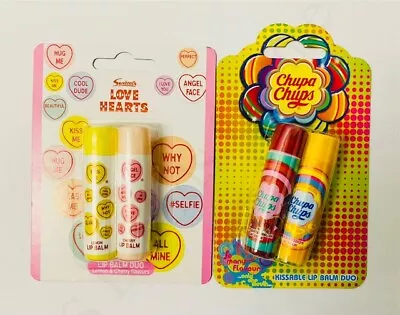 Chupa Chups Lip Balm Duo & Love Hearts Lip Balm Duo - 4 Lip Balms Per Order • £3.99