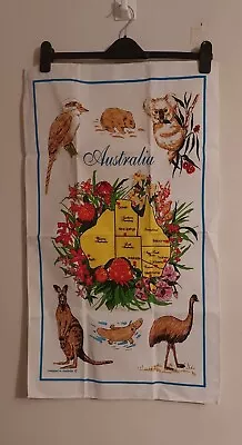 Australia Tourist Souvenir Tea Towel Australian Animals / Map Cotton • £6