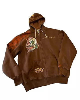 VINTAGE BROWN ED HARDY 90s HOODIE - L • £125