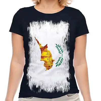 £9.95 • Buy Cyprus Grunge Flag Ladies T-shirt Tee Top Kypros Football Cypriot Gift Shirt