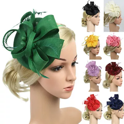 £9.59 • Buy Feather Hair Fascinator Hat Headband Clip Ladies Wedding Bridal Royal Ascot Race