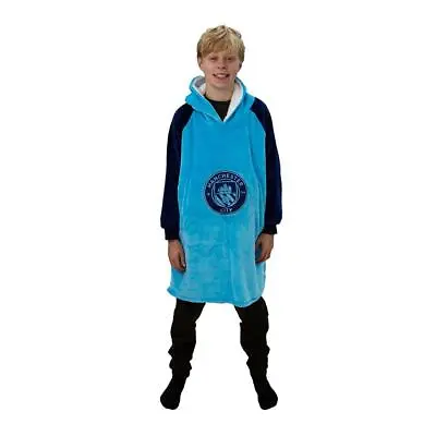 Manchester City FC Oversized Hoodie Flannel Soft Fleece Wearable Blanket Kids • £37.99