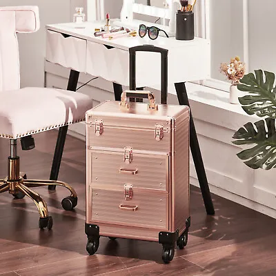 Beauty Vanity Trolley Makeup Case Hairdressing Cosmetic Nail Storage Drawer Lock • £69.95